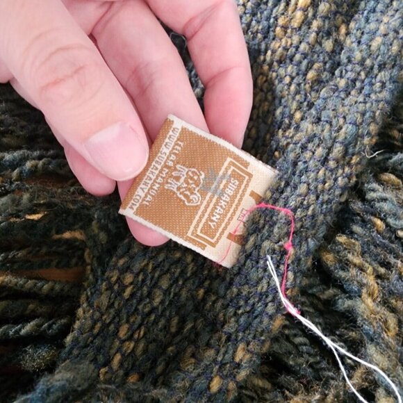 Striped Wool Poncho Fringe Boho Hippie Brown Red OS - Picture 4 of 12